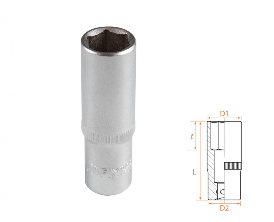 Головка торцевая глубокая шестигранная 3/8", 14 мм AFFIX AF00130014